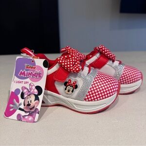 Disney Junior Minnie Mouse Red and White Light Up Kids Sneakers